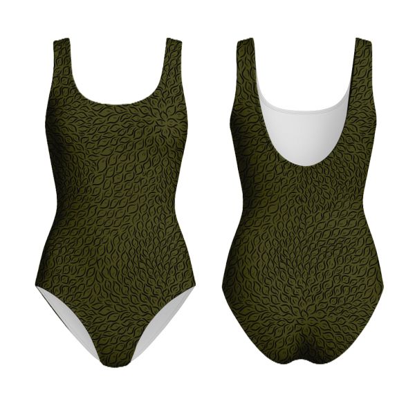 Blätterschwof MINI - 2in1 Design - oliv / rotbraun - Badeanzugstoff - UPF 40+