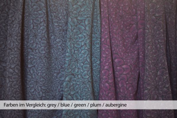 Blumenmeer - dark plum - Bio-Sommersweat -  2,15 m RESTSTÜCK