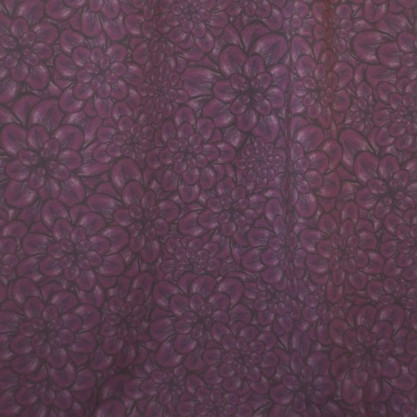 Blumenmeer - dark plum - Bio-Sommersweat -  2,15 m RESTSTÜCK