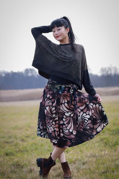 LeatherGradient - dark wood - Lyocell / TENCEL-Crepe - 1,40 m RESTSTÜCK