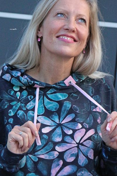 ColorFlowers - cool sweetness - petrol - rosa - Bio-Sommersweat