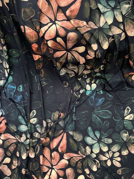 ColorFlowers - old painting - Viskose-Jersey - 1,15 m RESTSTÜCK