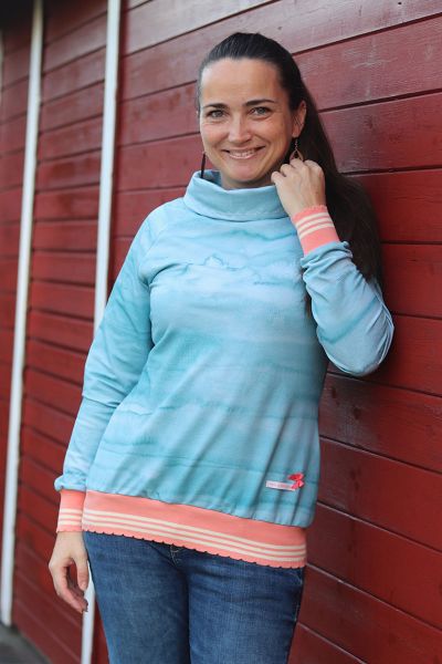 ColorStripes BIG - mono graublau - Bio-Sommersweat 230 g/m2 - A/B-Ware