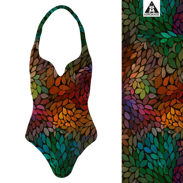 ColorLeaves - 2in1 Design - energy - Badeanzugstoff - UPF 40+