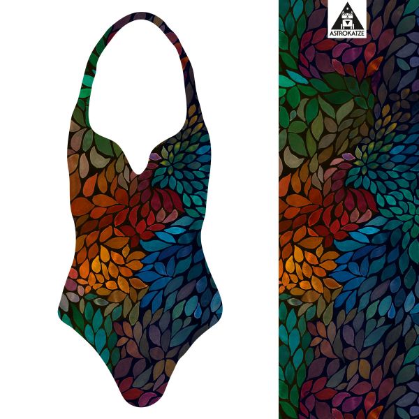 ColorLeaves - 2in1 Design - energy - Badeanzugstoff - UPF 40+
