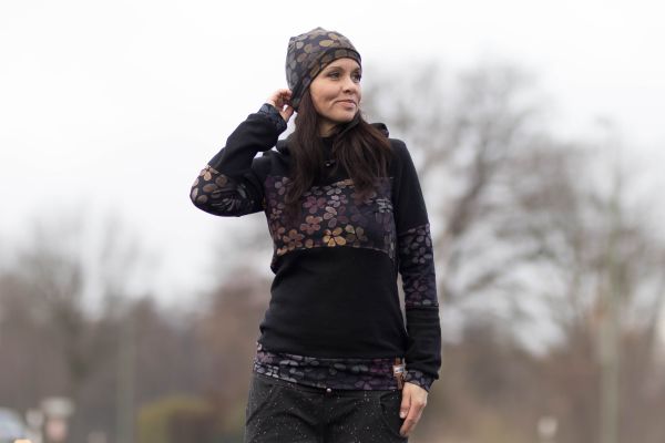 Bio-Jacquard angeraut - schwarz - 100 % Bio-Baumwolle