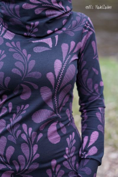 EmbroideredLeaves - mauve - Bio-Jersey - 0,5 m RESTSTÜCK