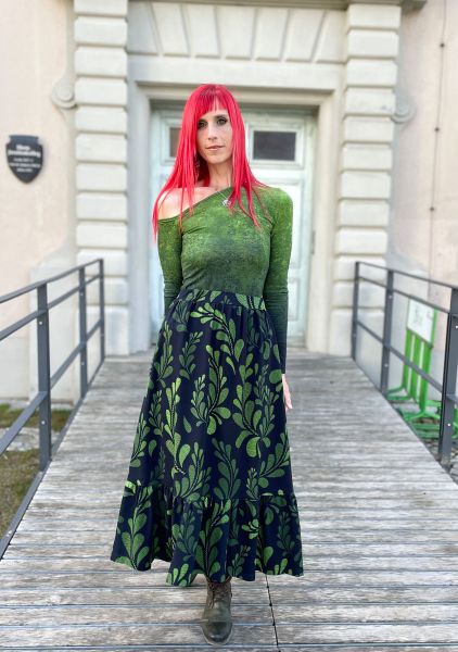 EmbroideredLeaves - moosgrün - Bio-Jersey