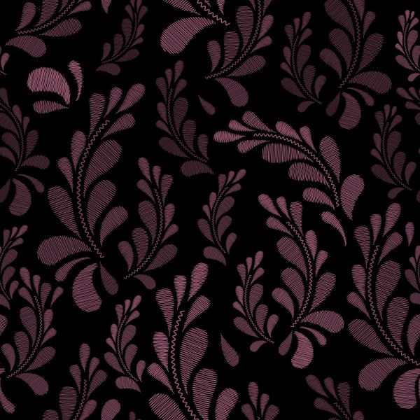 EmbroideredLeaves - mauve - Bio-Jersey - 0,5 m RESTSTÜCK