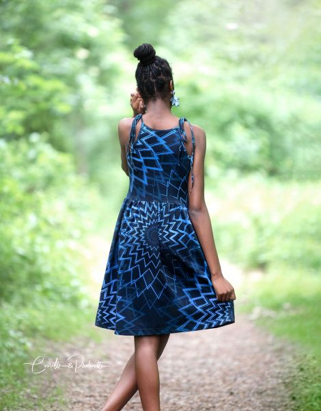 EnergyBlossom - deep blue - Bio-Jersey - 1,40 m RESTSTÜCK