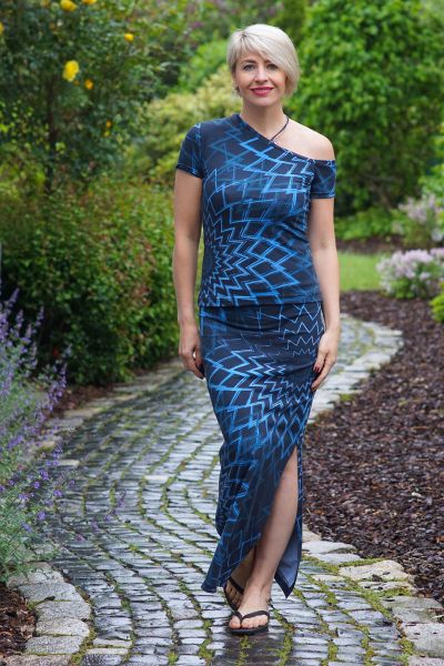 EnergyBlossom - deep blue - Bio-Jersey - 1,40 m RESTSTÜCK