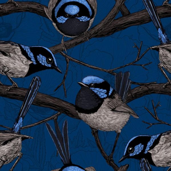 Fairy Wrens - Bio-Sommersweat - 0,75 m RESTSTÜCK