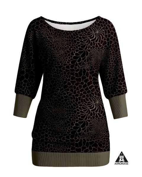 FantasyDrops - schwarz / khaki - Bio-Sommersweat 230 g/m2 - 1,00 m RESTSTÜCK