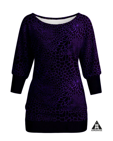 FantasyDrops - schwarz / violett - Bio-Sommersweat 230 g/m2 - 1,00 m RESTSTÜCK