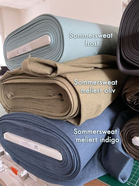 Bio-Sommersweat UNI - hell oliv meliert - ca. 250 g/m2