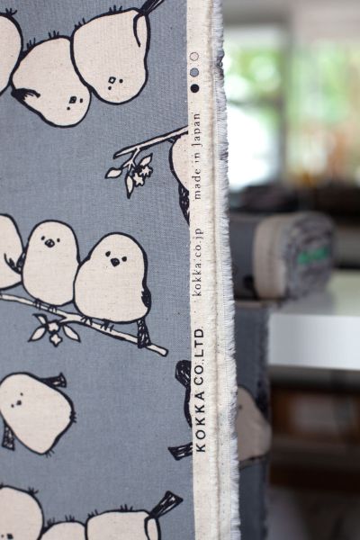 Kawaii Vögelchen - taubenblau / ecru - CANVAS - Baumwolle / Leinen