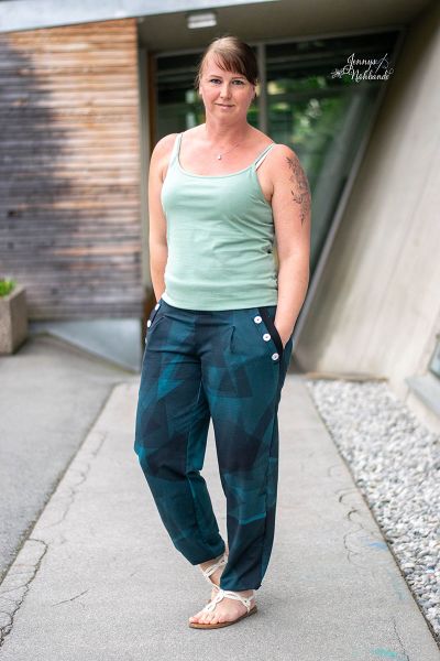 Kristallfantasie - mono petrol - Bio-Sommersweat - 1,95 m RESTSTÜCK