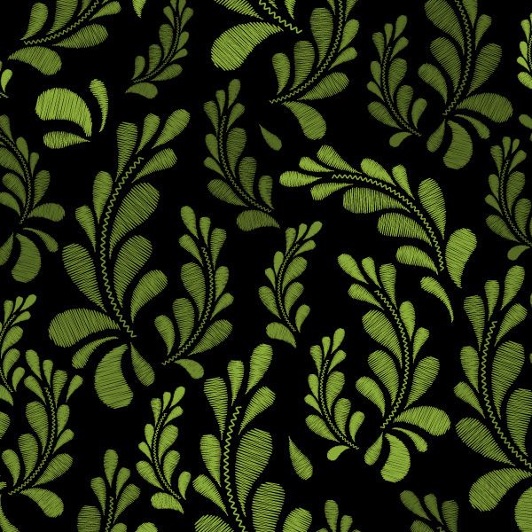 EmbroideredLeaves - moosgrün - Bio-Jersey