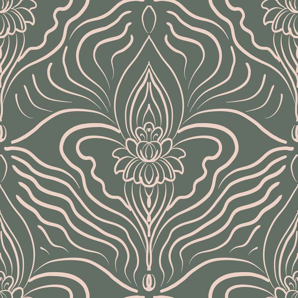 SilentBloom - grün / creme - Viskose Webware - 1,70 m RESTSTÜCK
