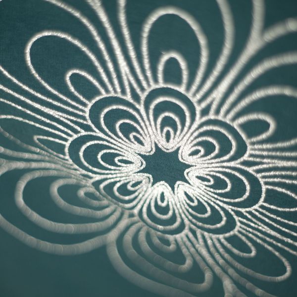 Starflowers - petrolgrün / silber Glitzer Metallicprint - Sweat angeraut