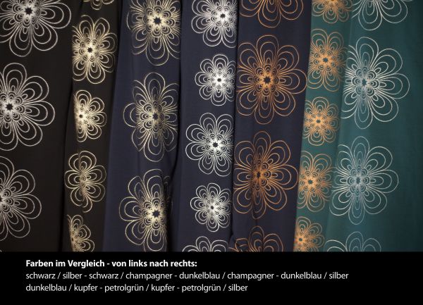 Starflowers - schwarz / silber Glitzer Metallicprint - Sweat angeraut
