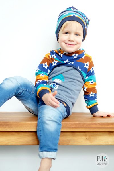 Streifensternchen - retro - Bio-Jersey - 1,45 m RESTSTÜCK