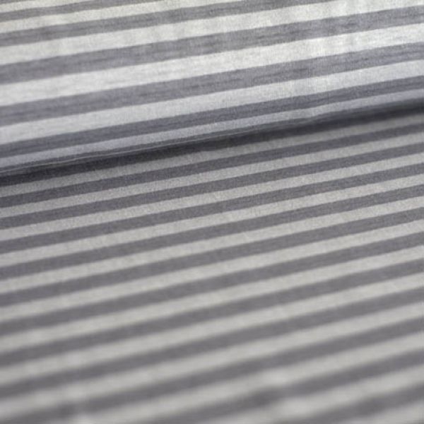 Retro-Streifen 10 mm - grau - meliert - Bio-Jersey - 1,20 m RESTSTÜCK