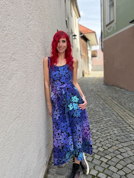 VibrantBlossom - electric blue - Bio-Jersey - A/B-Ware - 1,80 m RESTSTÜCK