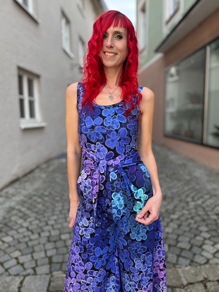 VibrantBlossom - electric blue - Bio-Jersey - A/B-Ware - 1,80 m RESTSTÜCK