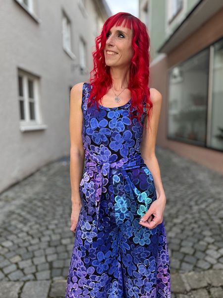 VibrantBlossom - electric blue - Bio-Jersey - A/B-Ware - 1,80 m RESTSTÜCK