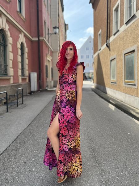 VibrantBlossom - solar pop - Bio-Jersey - A/B-Ware - 1,00 m RESTSTÜCK