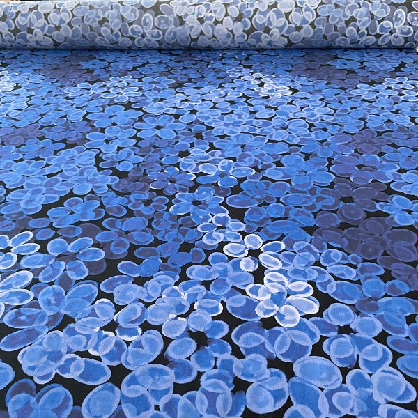 VibrantBlossom - mono blau - Viskose Webware