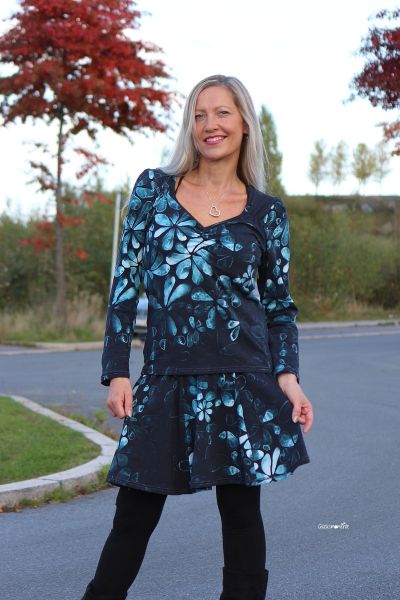 ColorFlowers - dark - mono blau - Bio-Sommersweat