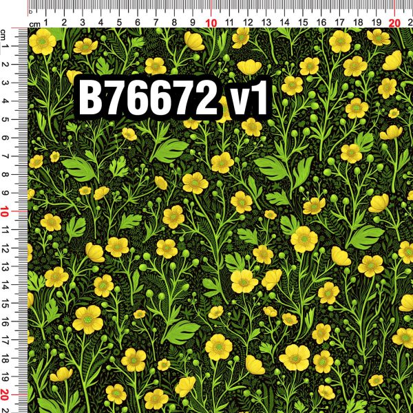 Buttercups - black - Bio-Jersey - 1,35 m RESTSTÜCK