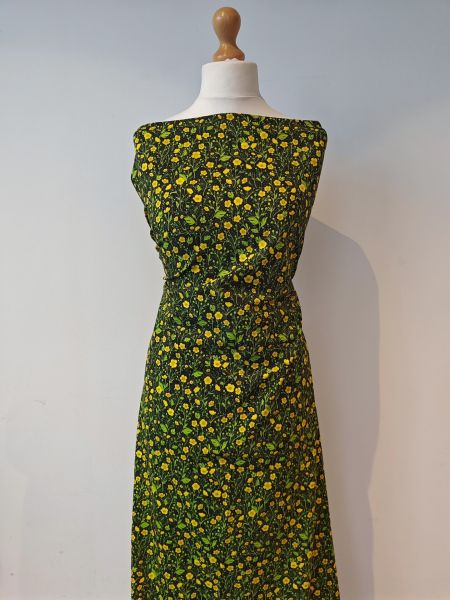 Buttercups - black - Bio-Jersey - 1,35 m RESTSTÜCK