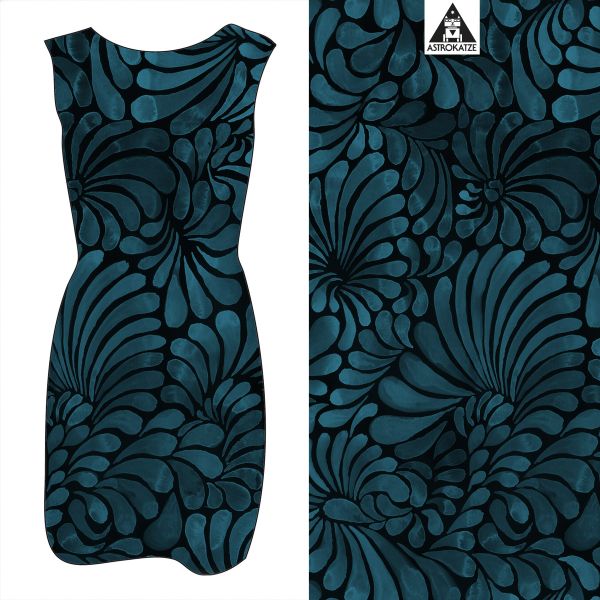 ColorDrops MAXI - dark mono petrol - Viskose Webware - VORBESTELLUNG