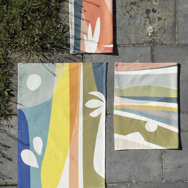 Recyceltes Geschirrtuch Lineo Multico 50 X 70 cm - blau