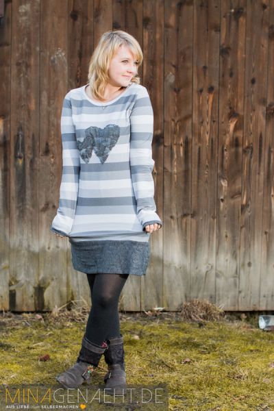 Monochrom Block - grau - Bio-Sweat - angeraut - Vintage-Look - 1,60 m RESTSTÜCK