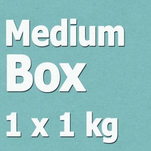 Ü-Paket - Medium Box - ca. 1 kg Stoff - Stoffstücke 50-100 cm (ø 2,5 - 3,0 m)