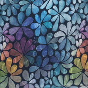 ColorFlowers - sweet blue - Bio-Sommersweat - 0,90 m RESTSTÜCK
