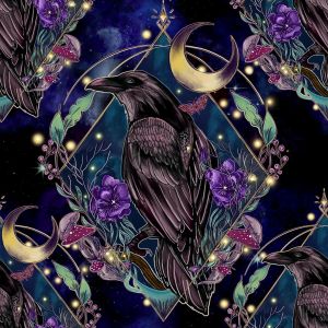 Whimsical Raven - blue - Bio-Jersey