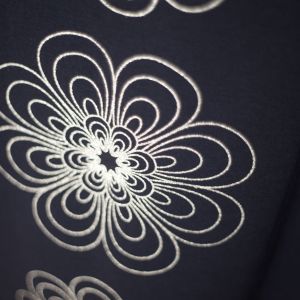 Starflowers - dunkelblau / silber Glitzer Metallicprint - Sweat angeraut - 1,0 m RESTSTÜCK