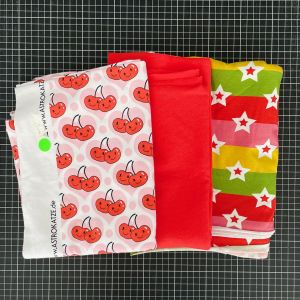 Stoffpaket - Sweet Cherry / Streifensternen / Bündchen