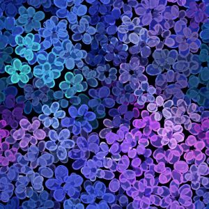 VibrantBlossom - electric blue - Bio-Jersey - A/B-Ware - 2,45 m RESTSTÜCK