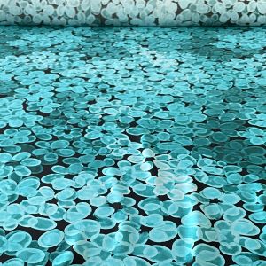 VibrantBlossom - mono aqua - Viskose Webware