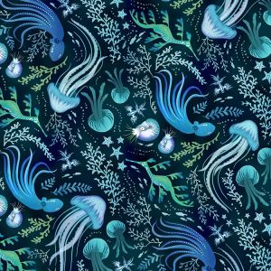 Ocean Beauty - teal - Bio-Jersey - 1,50 m RESTSTÜCK